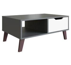 Mesa de centro rectangular Rimini con cajón grafito/blanco