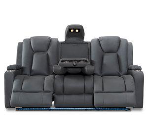 Sofá reclinable Full Granada poliéster gris 3 cuerpos