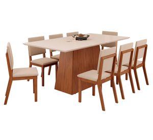 Comedor 8 sillas Dulce Talia beige/café