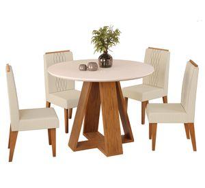 Comedor 4 sillas Celeste Lia beige/caf茅