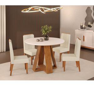 Comedor 4 sillas Celeste Lia beige/caf茅