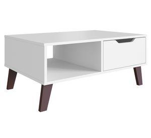 Mesa de centro rectangular Rimini con cajón blanco