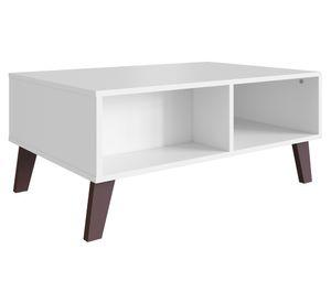 Mesa de centro rectangular Rimini con cajón blanco