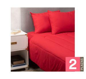 Pack 2 almohadas 50x70 cm rojo + Plumón bicolor 2 plazas rojo/gris