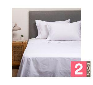 Pack 2 almohadas 50x70 cm blanco + juego de sábanas 2 plazas ahsb-pkbl2 blanco