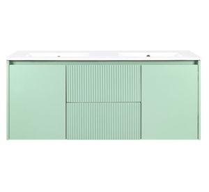 Mueble vanitorio Sophie sage green texturado + cubierta 121x46.5 cm
