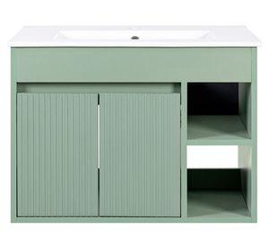 Mueble vanitorio Lille sage green texturado + cubierta 61x46.5 cm