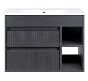 Mueble vanitorio Paris dark grey texturado + cubierta 61x46.5 cm