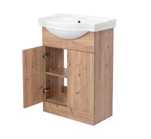 Kit mueble vanitorio Marie rústico 60x80 cm + cubierta