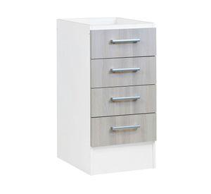 Mueble base lavaplatos 4 cajones blanco/acacia Mobikit