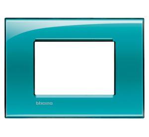 Placa 3 módulos Living Light verde Bticino