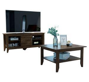 Rack TV 65'' + mesa de centro Essential coñac 2 TuHome