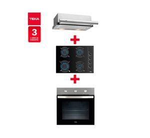 Kit empotrable Horno HBB-5360 SS 67 lt + encimera GBC 64003 KBB 4 quemadores + campanaTL 6310