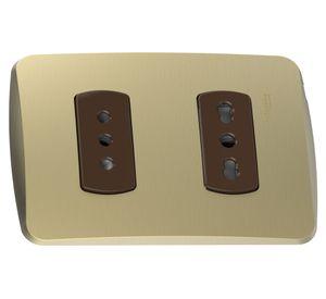 Placa armada tomacorriente 10A/16A Miluz dorado Schneider