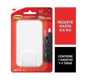 Gancho resiste 6.8 kg + 4 tiras adhesivas