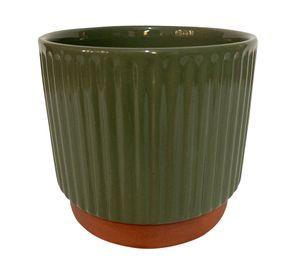 Macetero 20x18 cm Enlozado oliva Decogreen