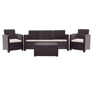 Set terraza 5 personas Sala Álamo Triple café/beige