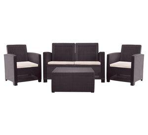 Set terraza 4 personas Sala Álamo doble café/beige