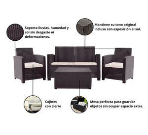 Set terraza 4 personas Sala Álamo doble café/beige