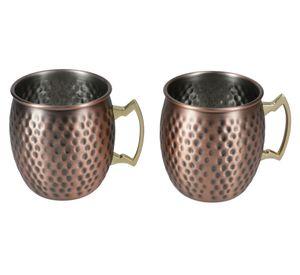 Mug acero martillado cobre 2 unidades