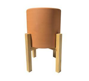 Macetero cilindro terracota con pedestal bamboo 25x19 cm