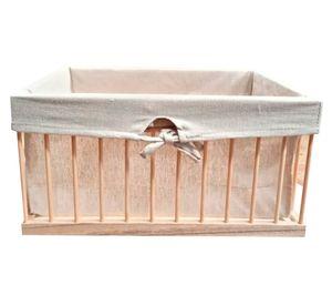 Caja multiuso con tela XL beige 30x40x20 cm
