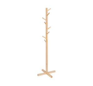 Perchero 8 ganchos madera natural 45x45x157 cm