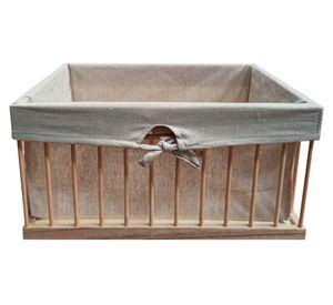 Caja multiuso con tela L beige 25x35x18 cm