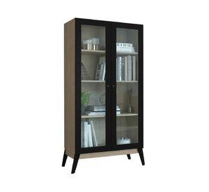 Vitrina 2 puertas 4 niveles café/negro