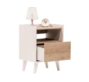 Velador 1 cajón Pop blanco/café