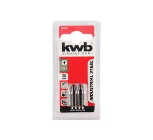 Punta pozidrive PZ3 1/4'' 25 mm 3 unidades KWB