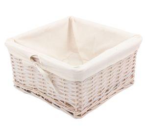 Canasto mimbre/tela bajo blanco 15x30x30 cm