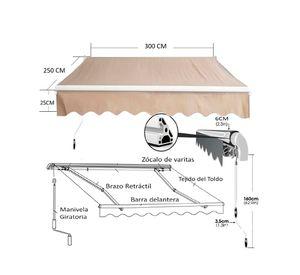 Toldo retráctil 3x2.5 m beige IGTBRT3-25B