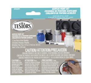 Pintura acrílica 6 unidades + 3 pincel + bandeja Primarios Testors