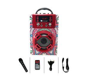 Parlante Bluetooth mini karaoke Mándala rojo