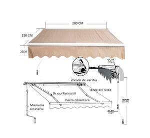 Toldo retráctil 2x1.5 m beige IGTBRT2-15B