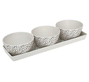 Set bandeja + 3 bowls Puntos blanco/negro
