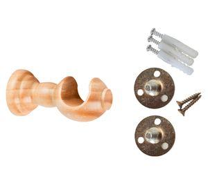 Soporte cortina simple madera 19 mm natural 2 un.