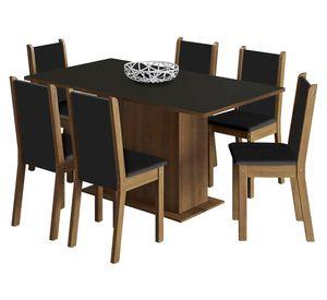 Juego de comedor 6 sillas Cuecia dark 79x160x90 cm