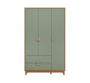 Clóset 3 puertas 2 cajones Ipe café/verde 195x120x47 cm