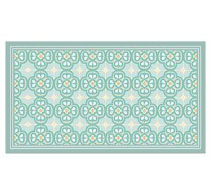 Alfombra de cocina Flor Árabe PVC turquesa 50x90 cm