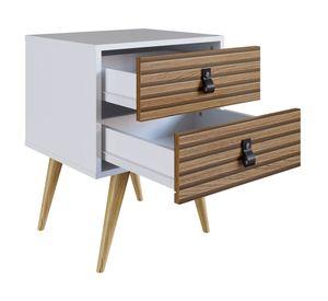Velador 2 cajones Amber blanco/brise Be Design