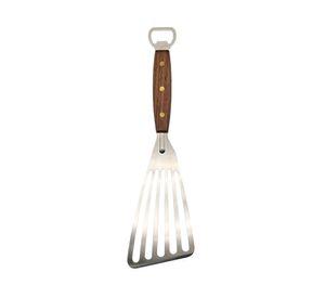 Espátula parrilla pescado/verduras acero madera gris