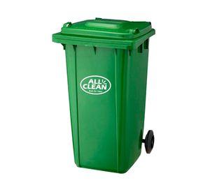 Basurero 360 lt con tapa y rueda verde