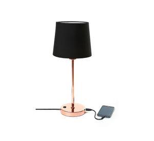 Lámpara sobremesa 1L E27 USB cobre Diseño 3