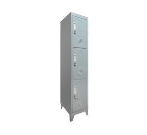 Locker ropero 3 puertas porta candado M1-03 gris Maletek