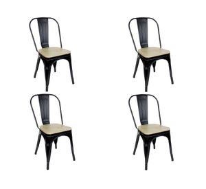 Silla Antique rustic negro 4 unidades Idetex