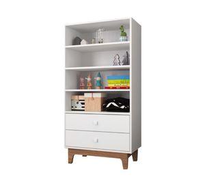 Armario retro 2 cajones Harmony BY610 blanco 130x71x39 cm