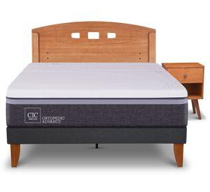 Cama europea Curve O Advance 1.5 plazas New Gales + respaldo + velador Cic