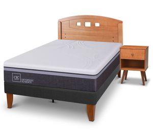 Cama europea Curve O Advance 1.5 plazas New Gales + respaldo + velador Cic